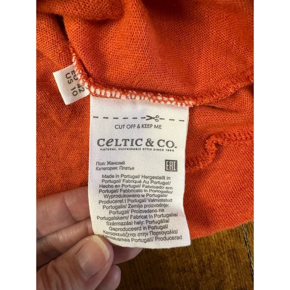 Celtic and Co Organic Cotton and Linen Orange 3/4 sleeve top size US 10 - Picture 4 of 8
